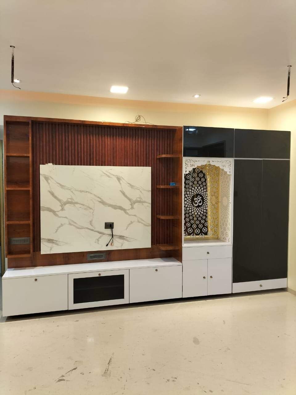 Integrated TV Unit and Mandir in Lodha